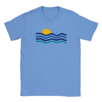 Sun and waves line art t-shirt design