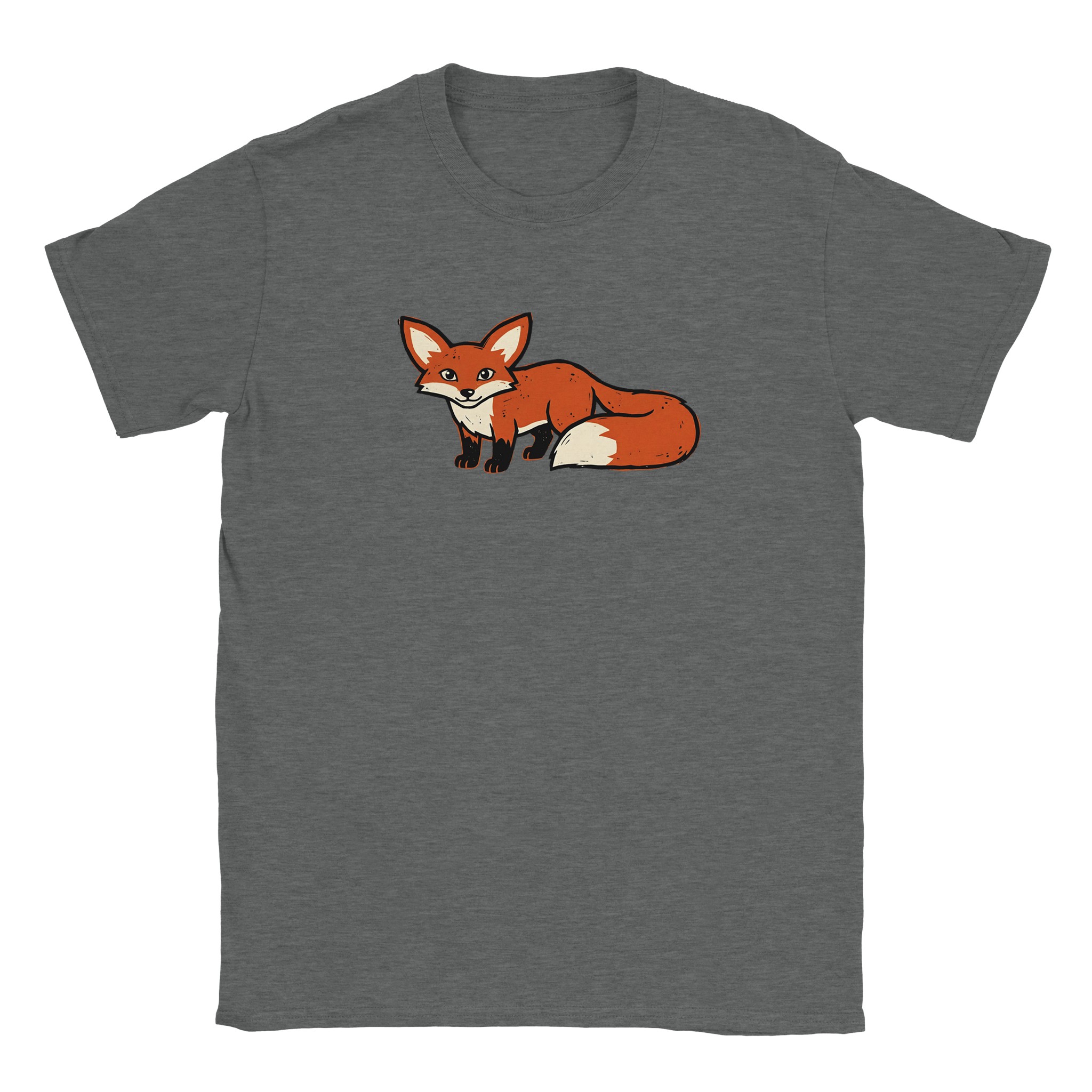 Fox t-shirt in graphite heather – woodcut fox design