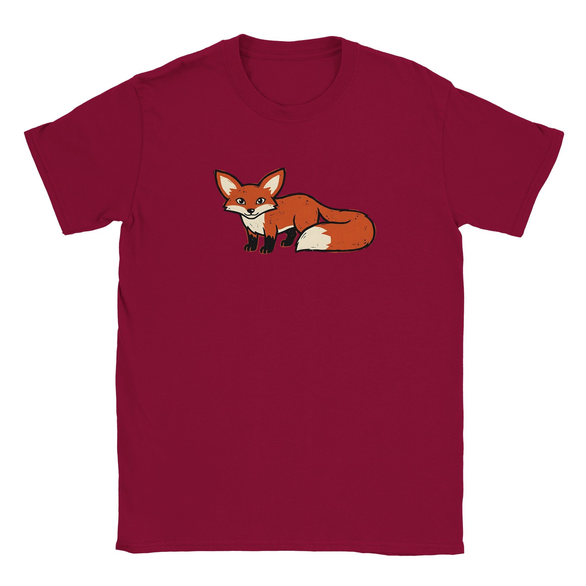 Fox t-shirt in cardinal red – woodcut fox design