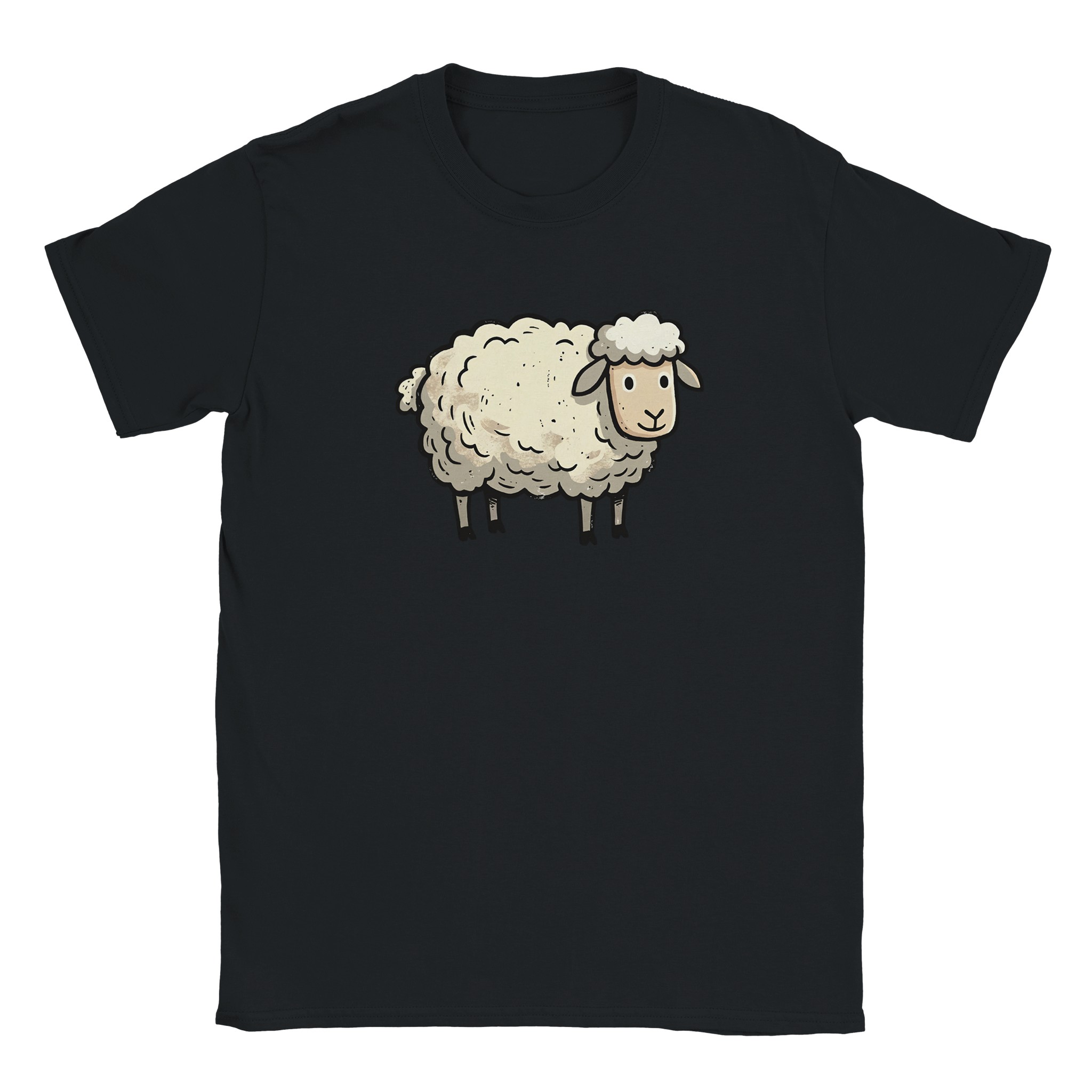 Sheep t-shirt in black – woodcut sheep design