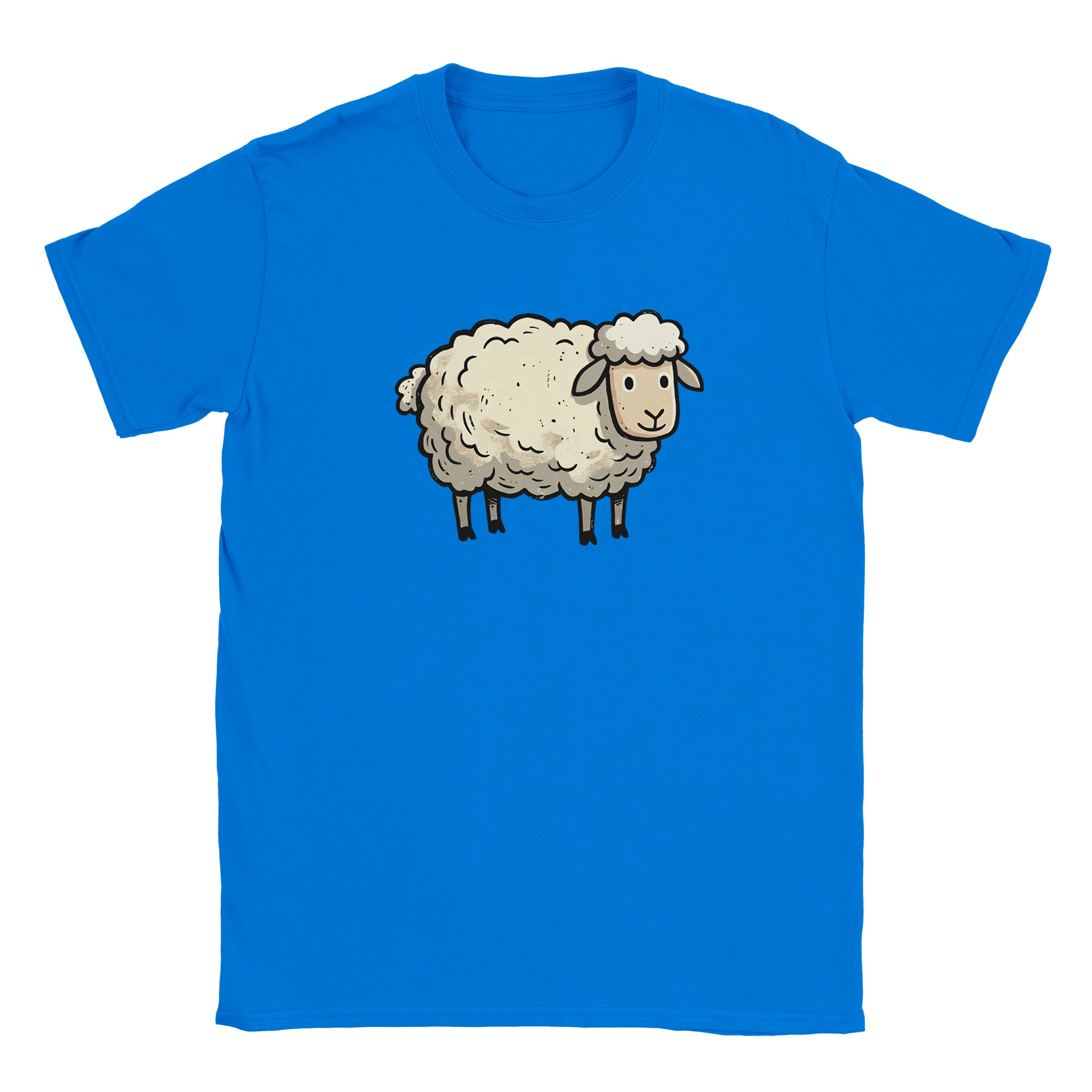 Sheep t-shirt in royal – woodcut sheep design