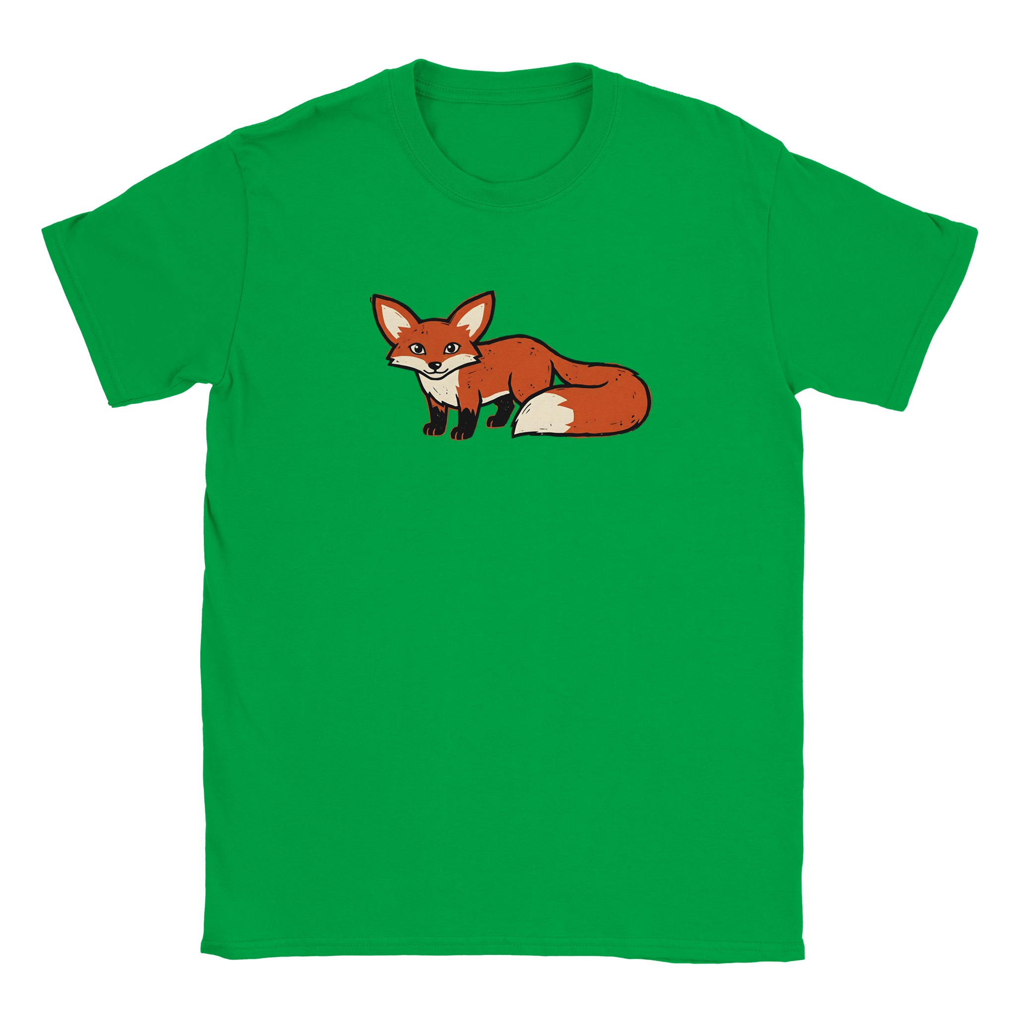 Fox t-shirt in irish green – woodcut fox design