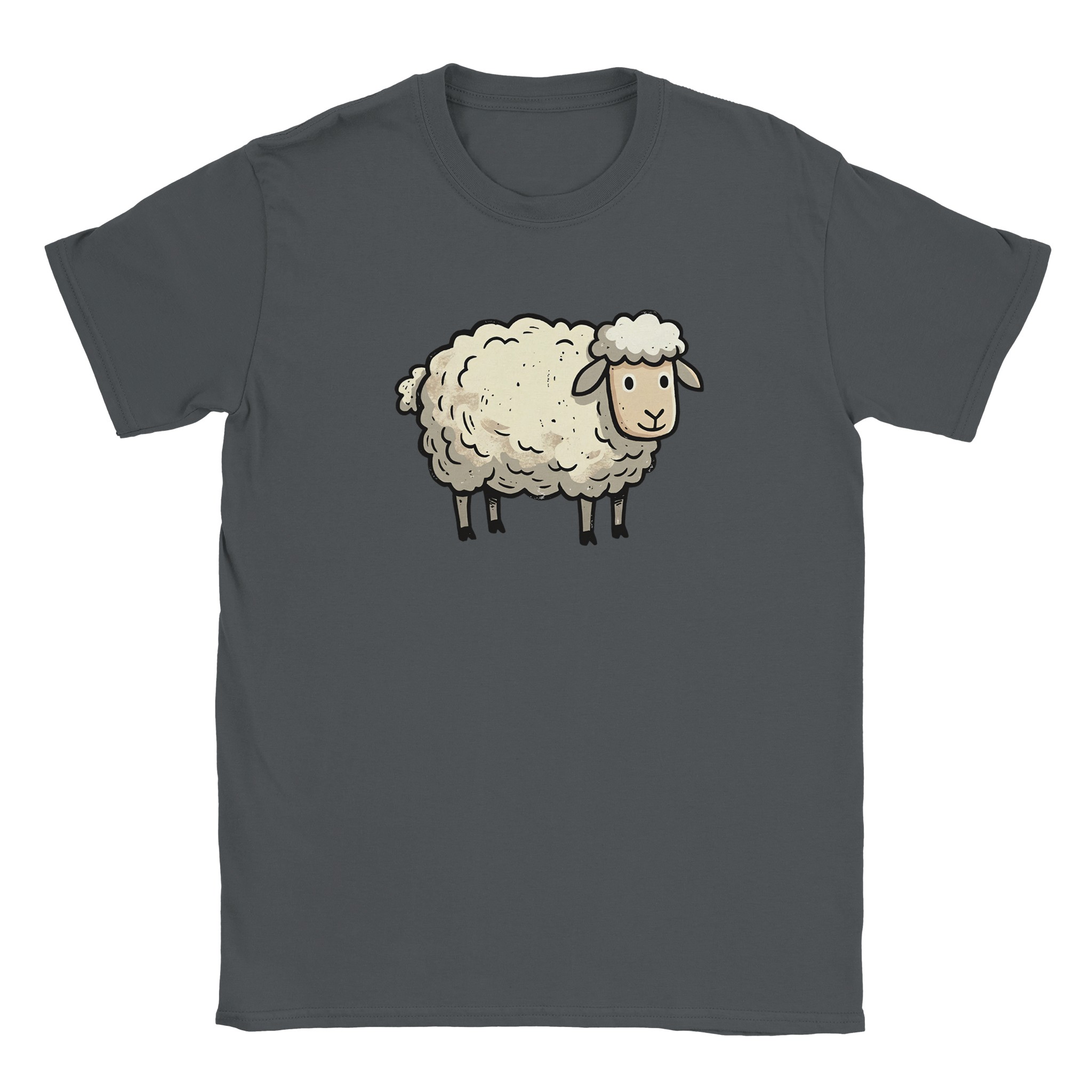 Sheep t-shirt in charcoal – woodcut sheep design