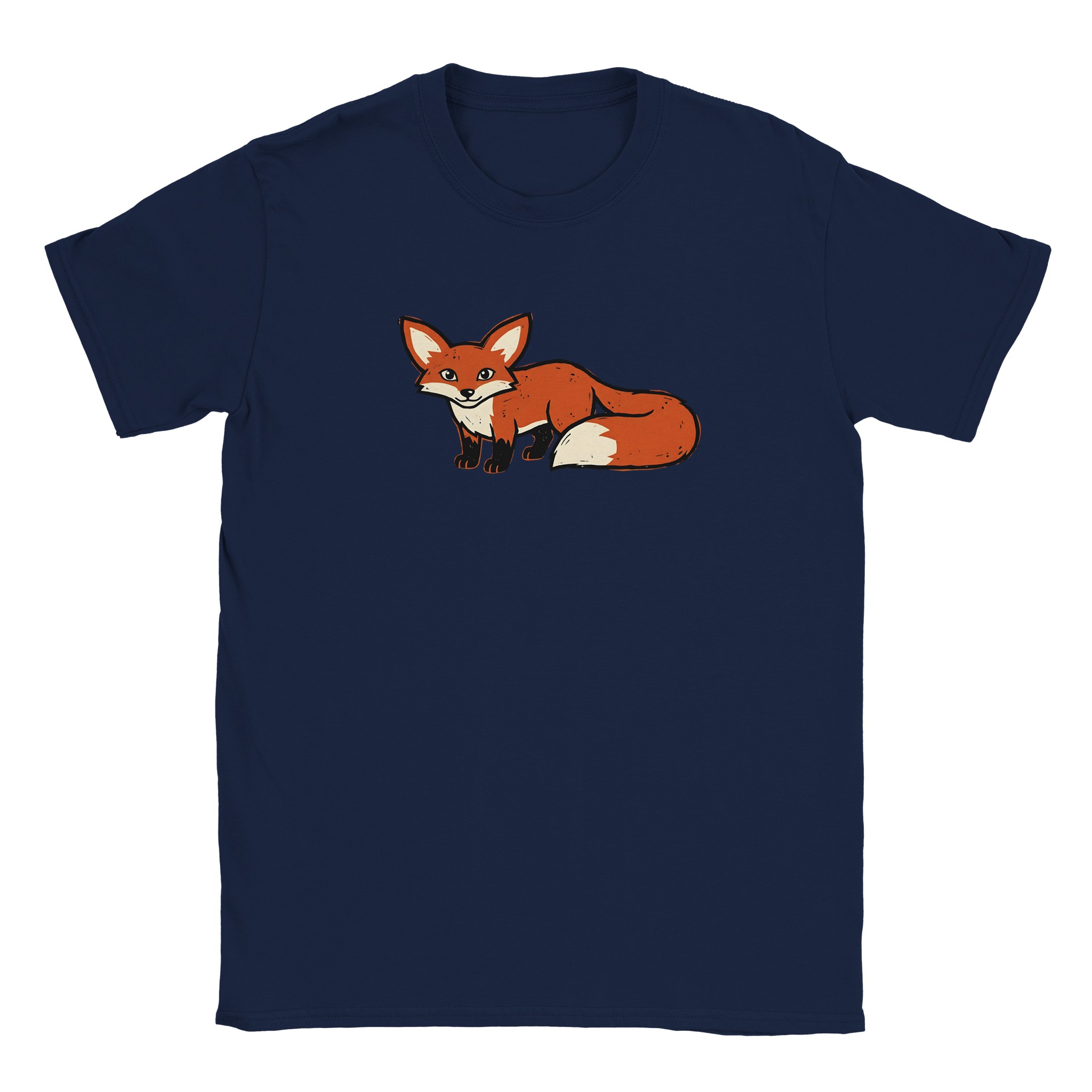 Fox t-shirt in navy – woodcut fox design