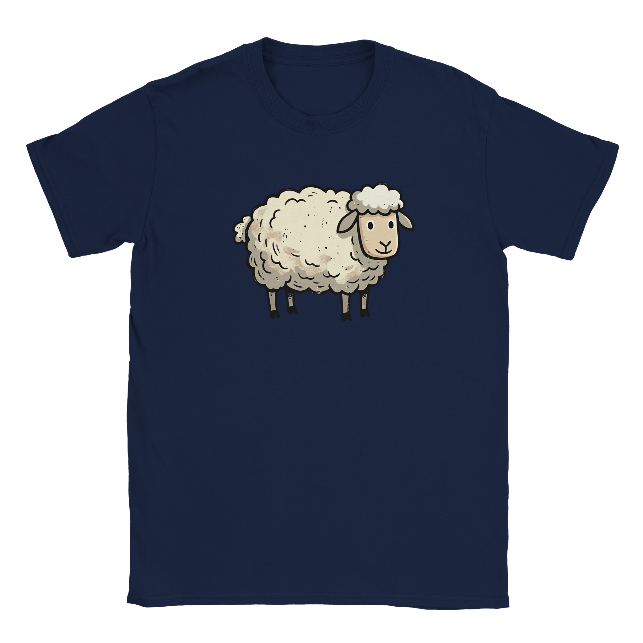Sheep t-shirt in navy – woodcut sheep design