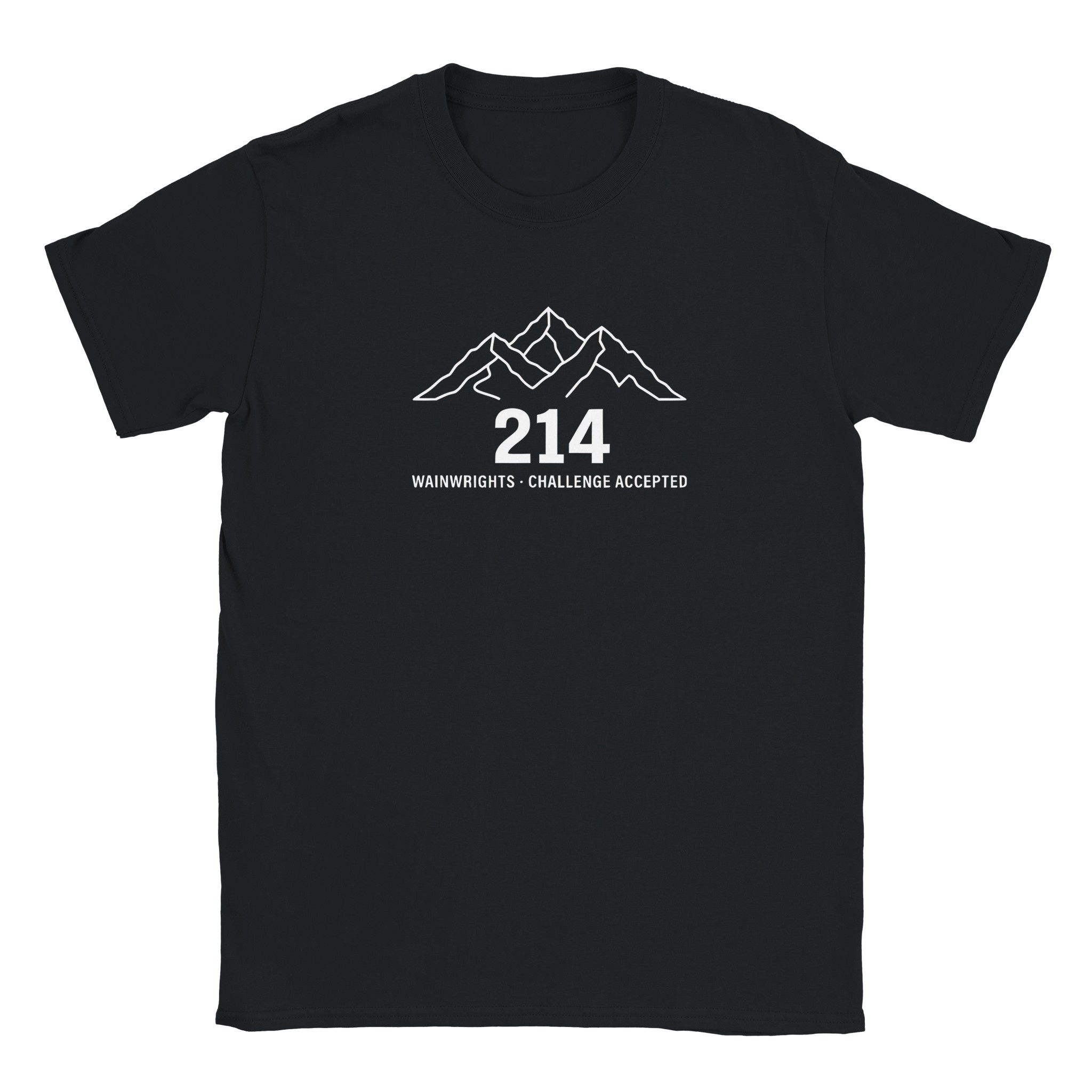 Wainwrights challenge t-shirt in black – 214 Challenge Accepted mountain line design