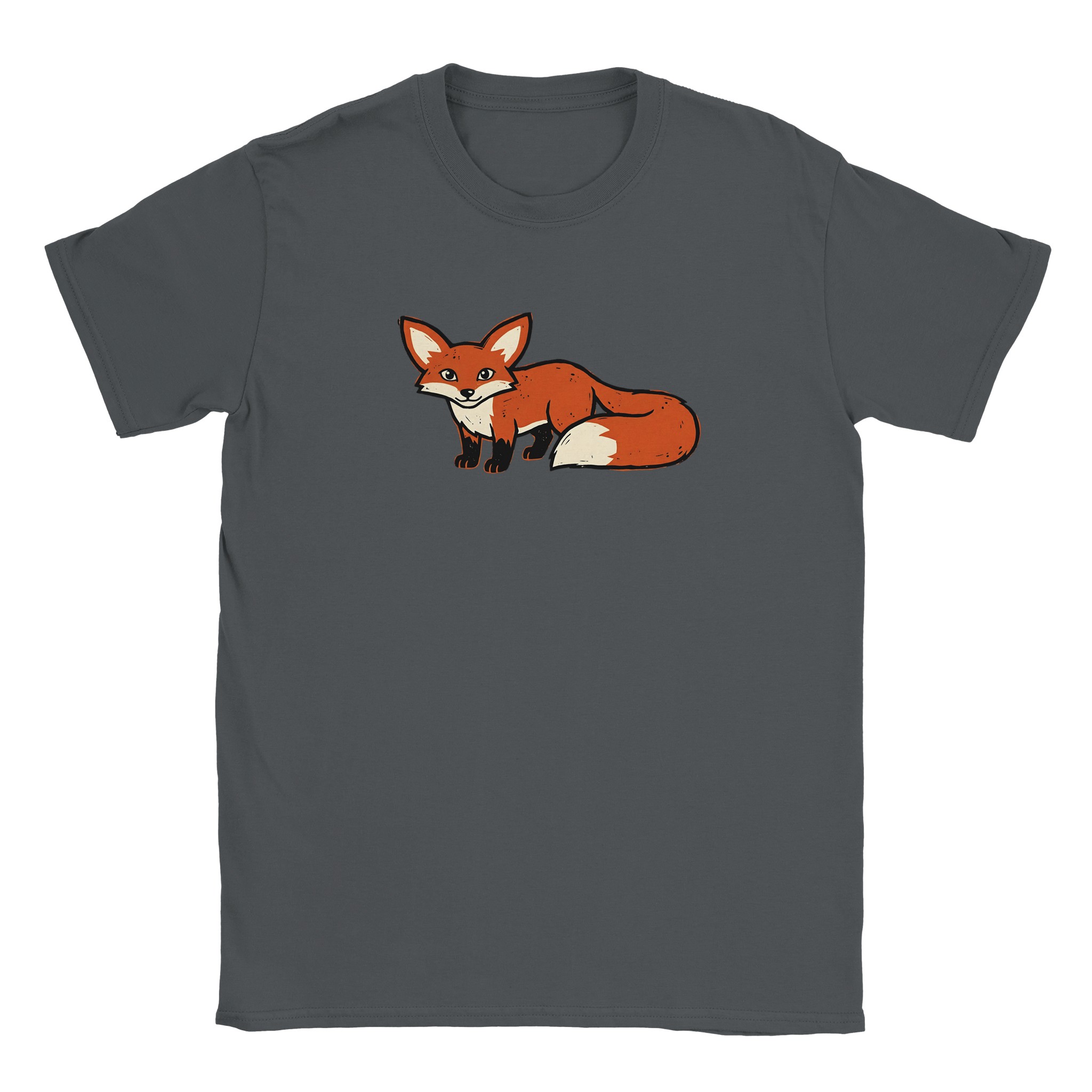 Fox t-shirt in charcoal – woodcut fox design