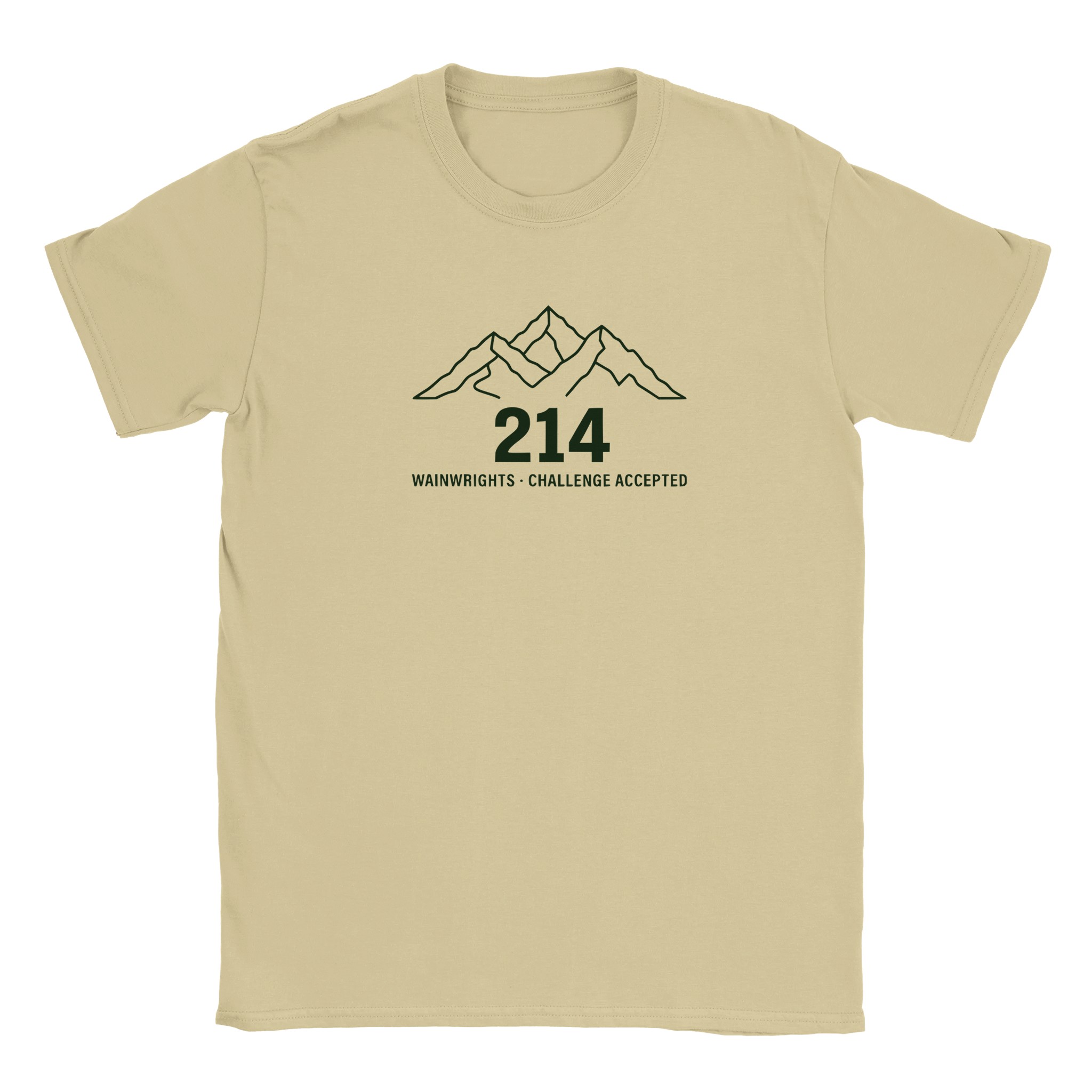 Wainwrights challenge t-shirt in natural – 214 Challenge Accepted mountain line design