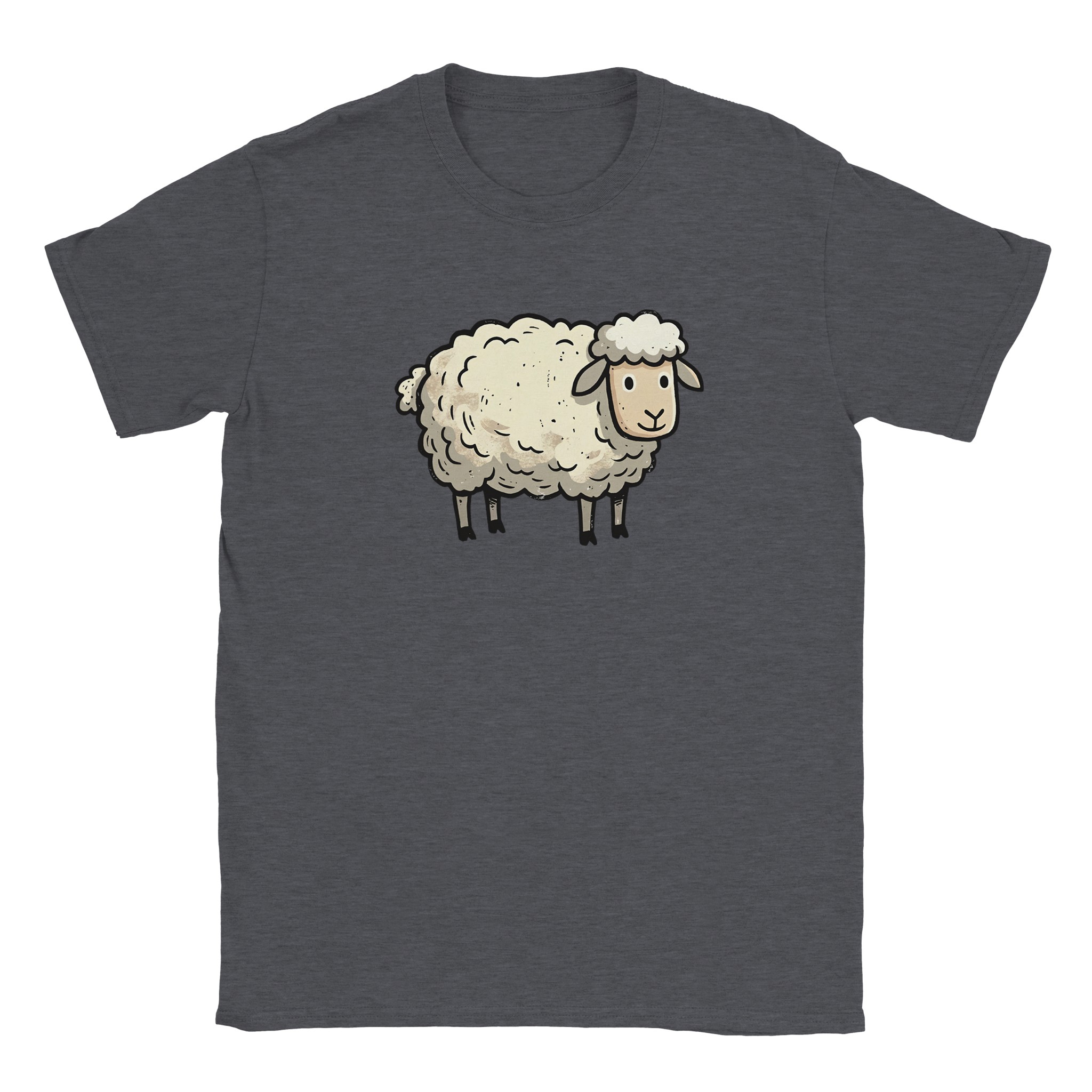 Sheep t-shirt in dark heather – woodcut sheep design