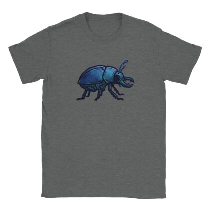 Beetle t-shirt – woodcut iridescent beetle design