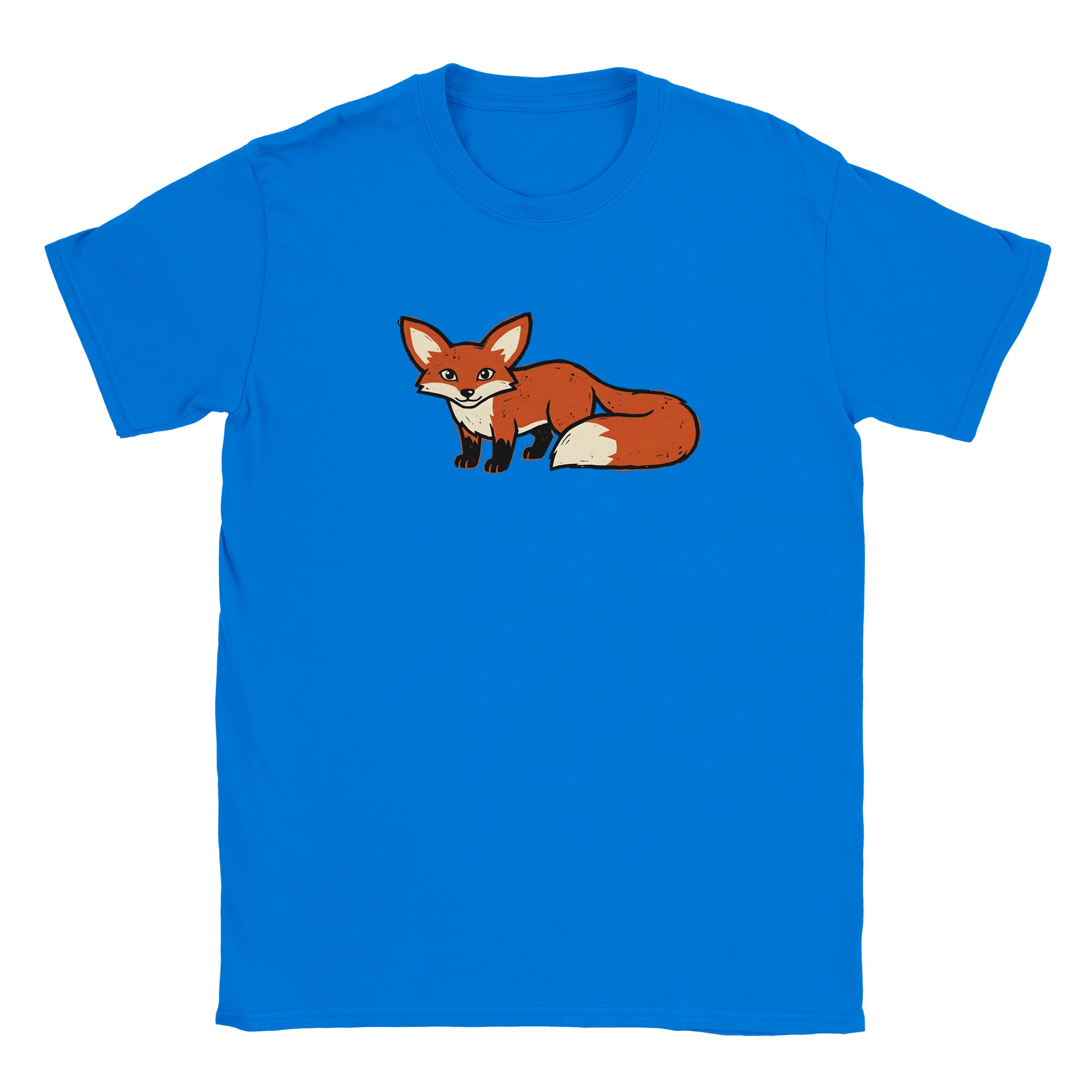Fox t-shirt in royal – woodcut fox design