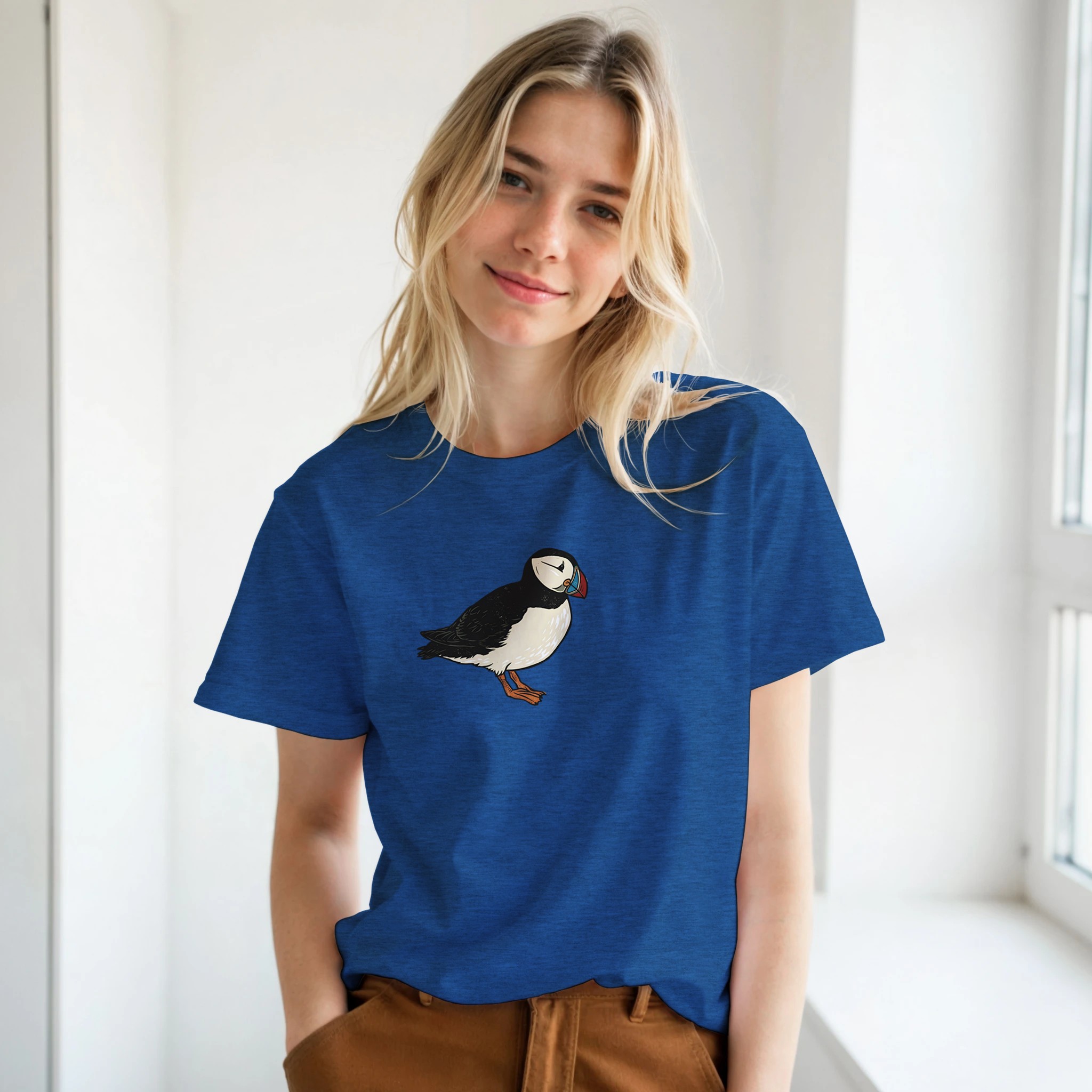 Puffin t-shirt – woodcut puffin design