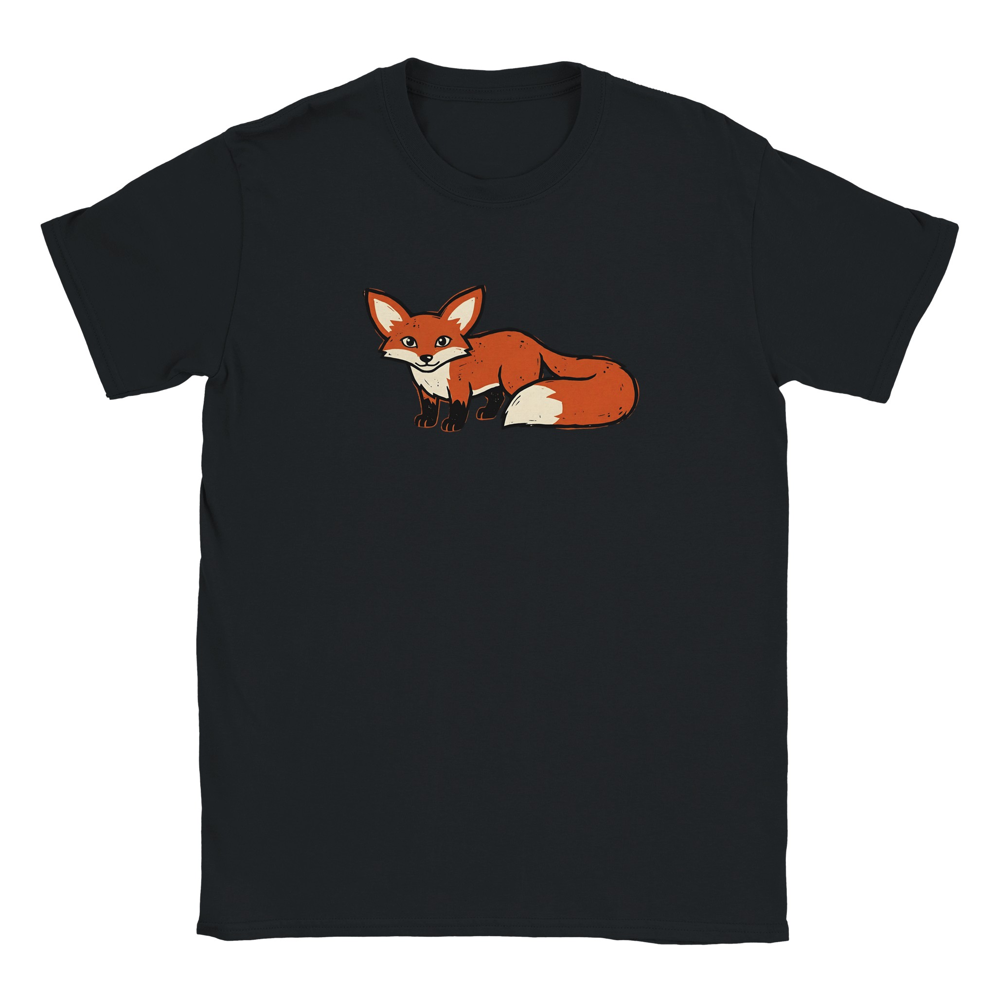 Fox t-shirt in black – woodcut fox design