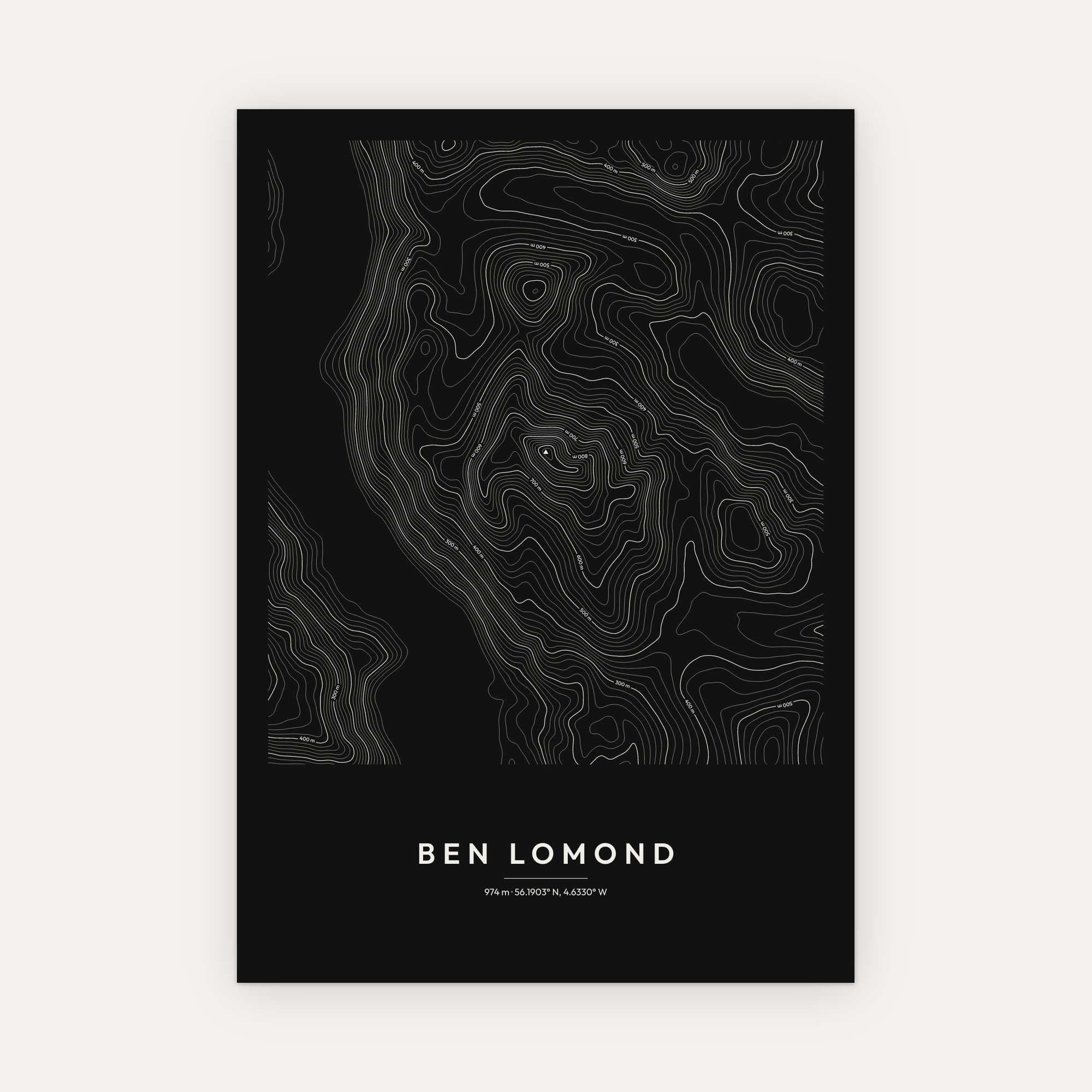 Ben Lomond Contour Map Print - Image 4
