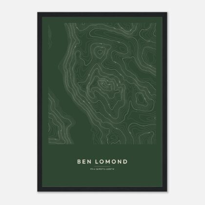 Ben Lomond contour map print, framed