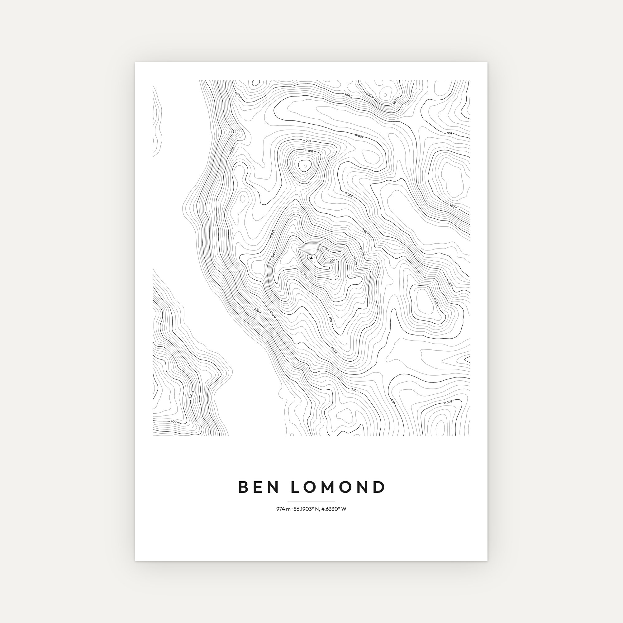 Ben Lomond Contour Map Print - Image 3