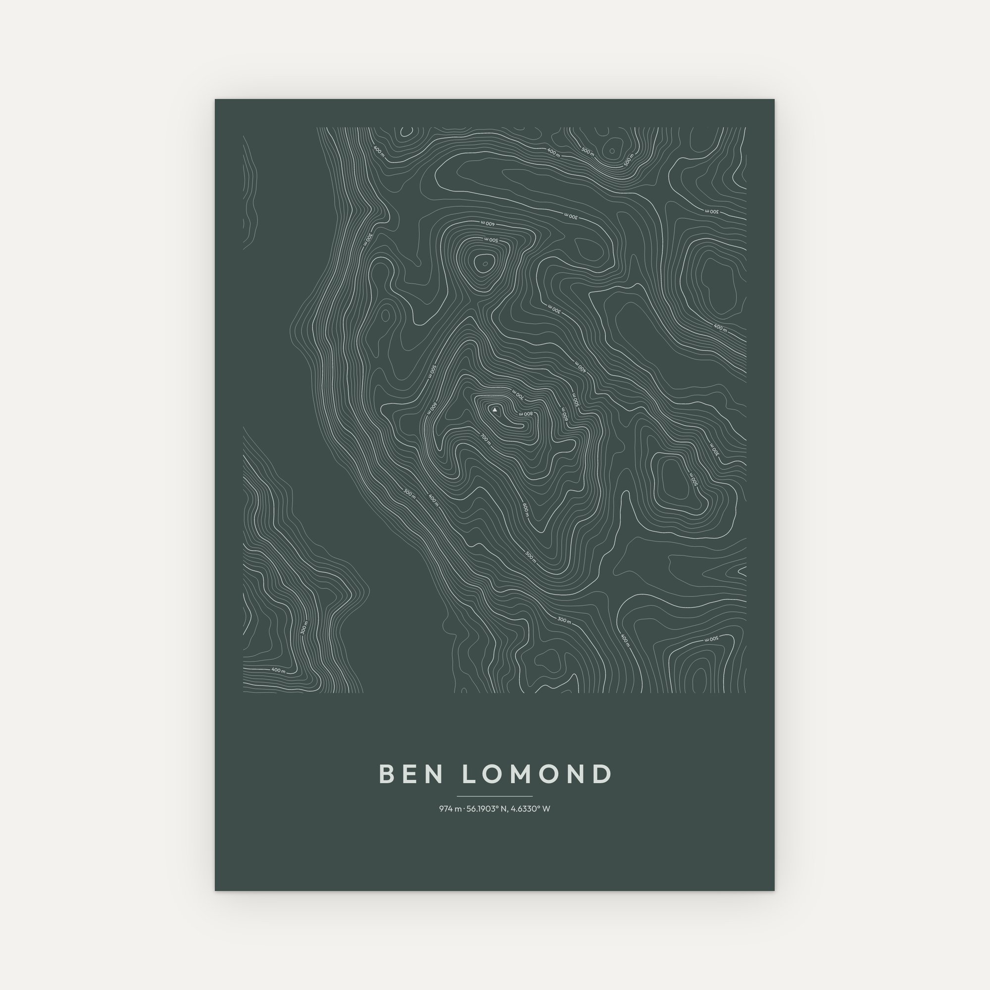 Ben Lomond Contour Map Print - Image 8