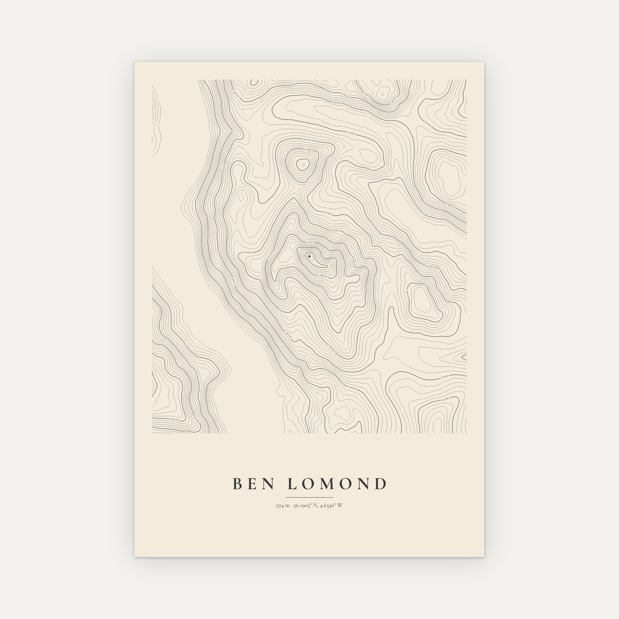 Ben Lomond Contour Map Print - Image 6