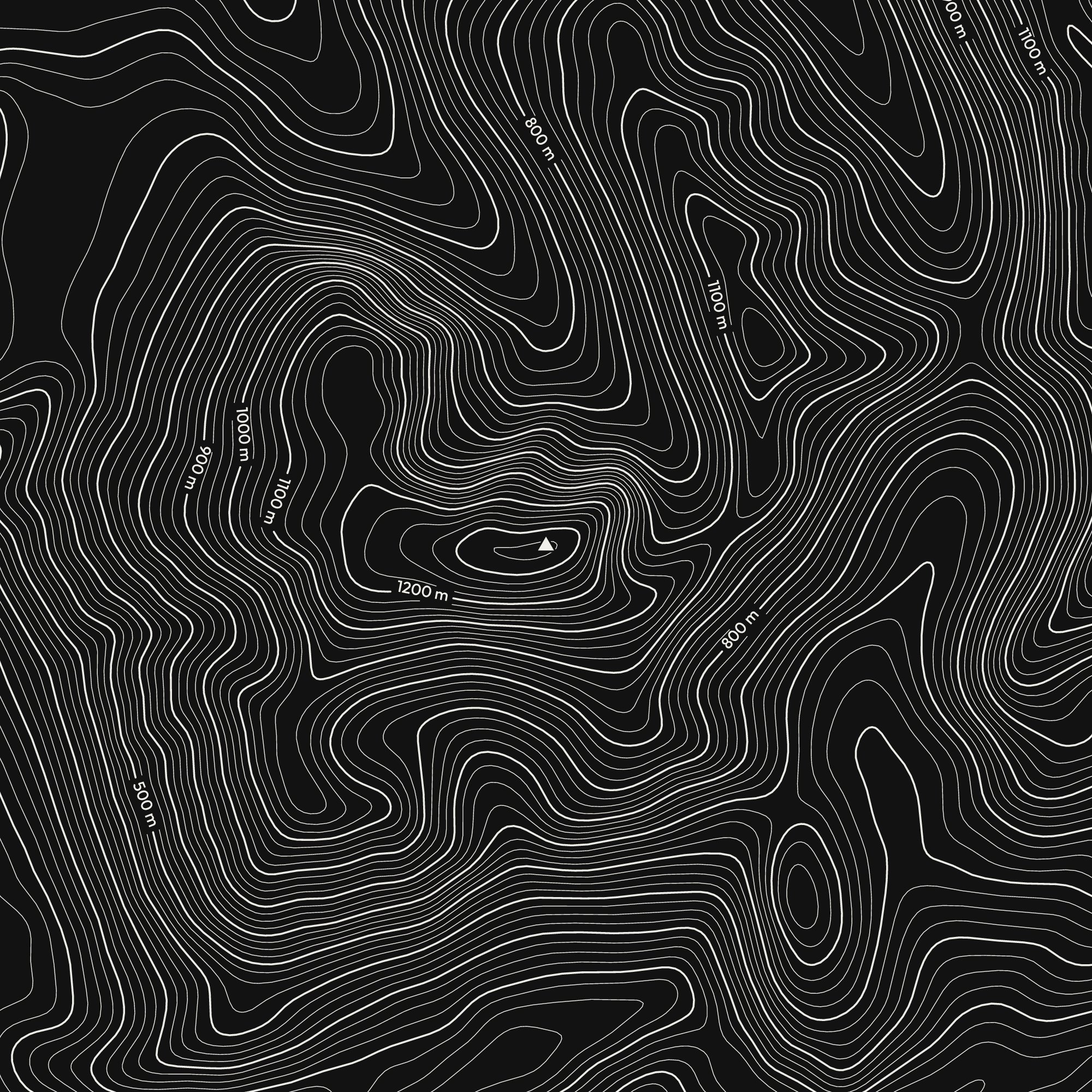 Close-up of the Ben Nevis contour map print around the summit