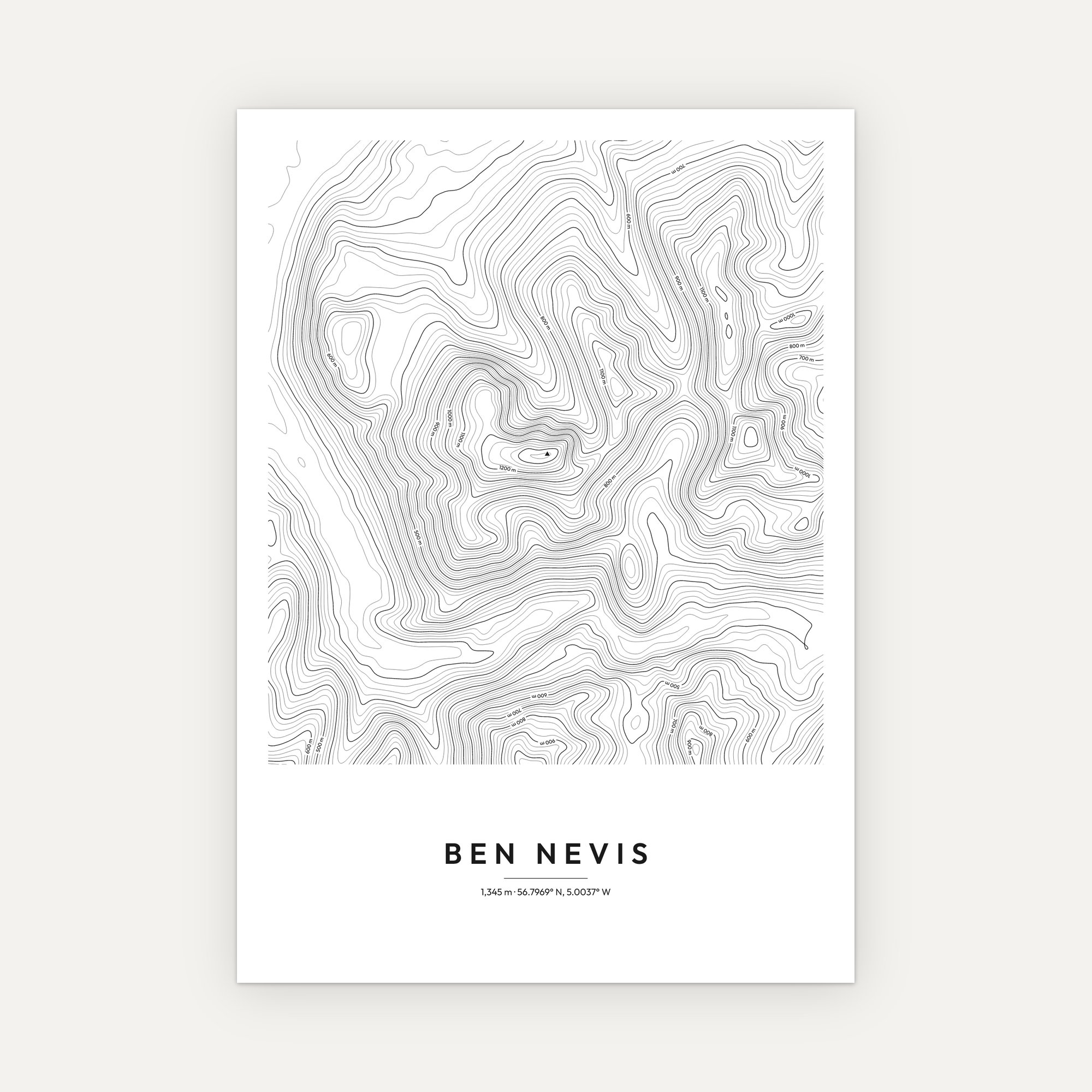 Ben Nevis Contour Map Print - Image 3