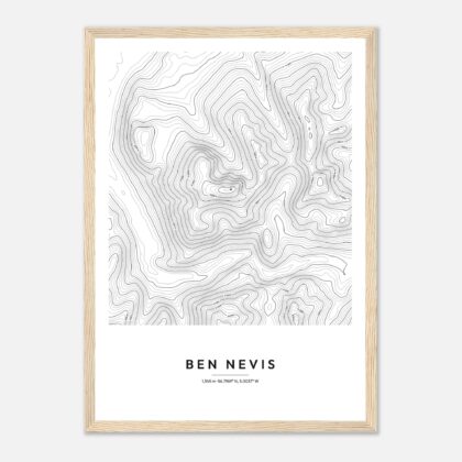 Ben Nevis contour map print in the Minimal style