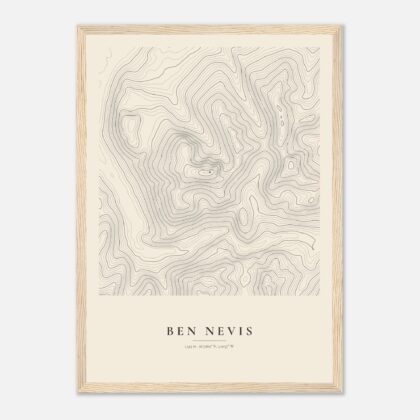 Ben Nevis contour map print in the Vintage style