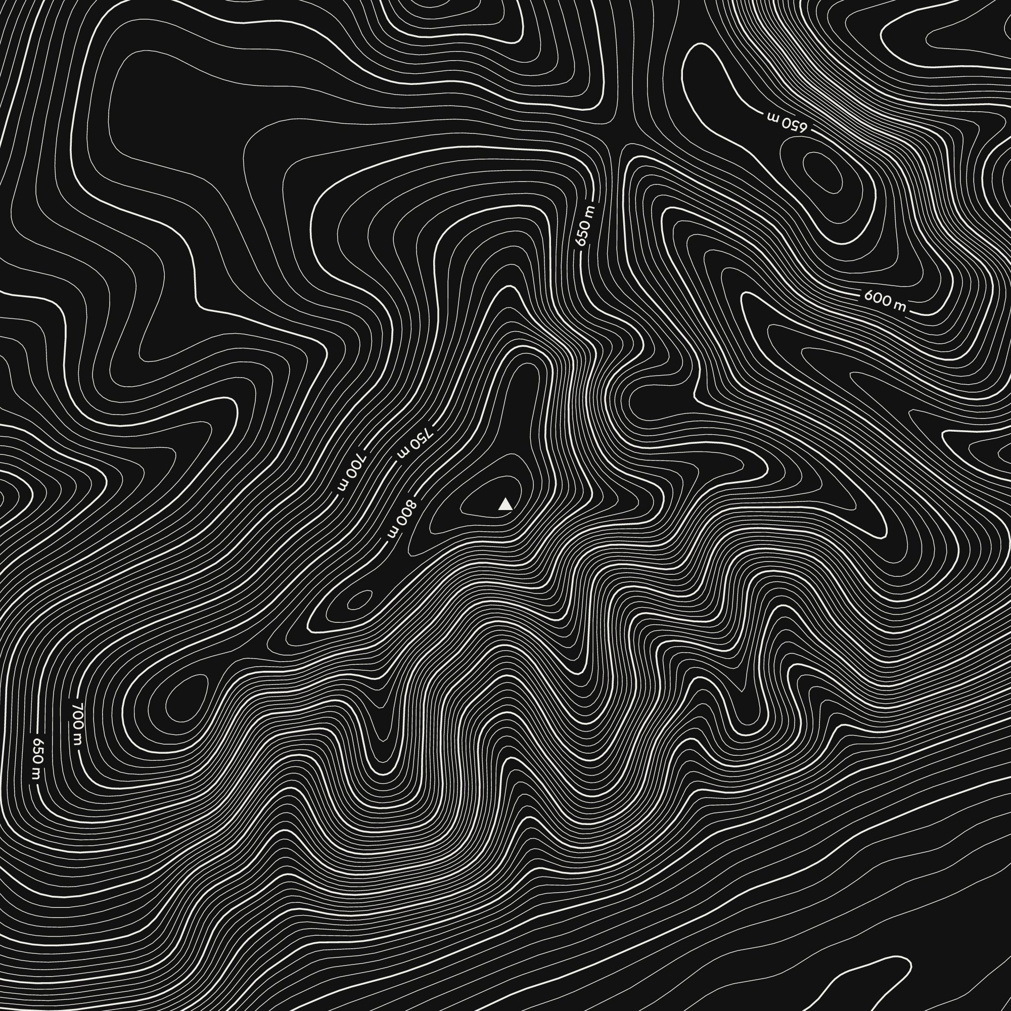 Close-up of the Blencathra contour map print around the summit