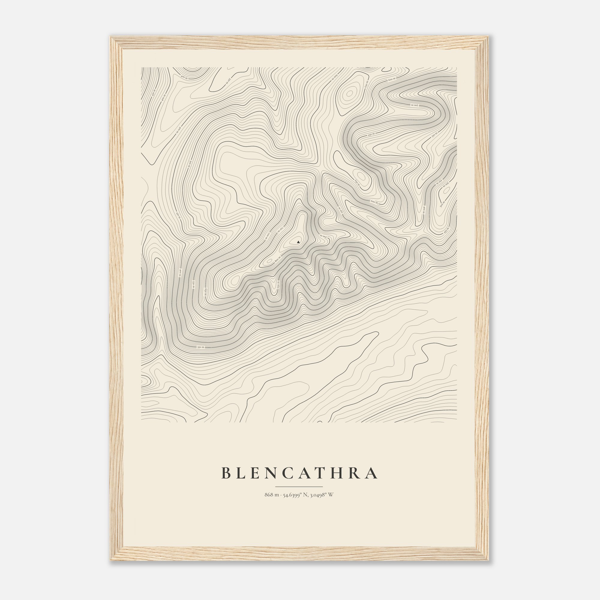 Blencathra contour map print, framed