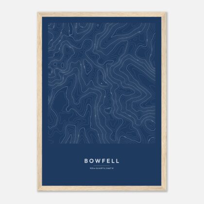 Bowfell contour map print, framed