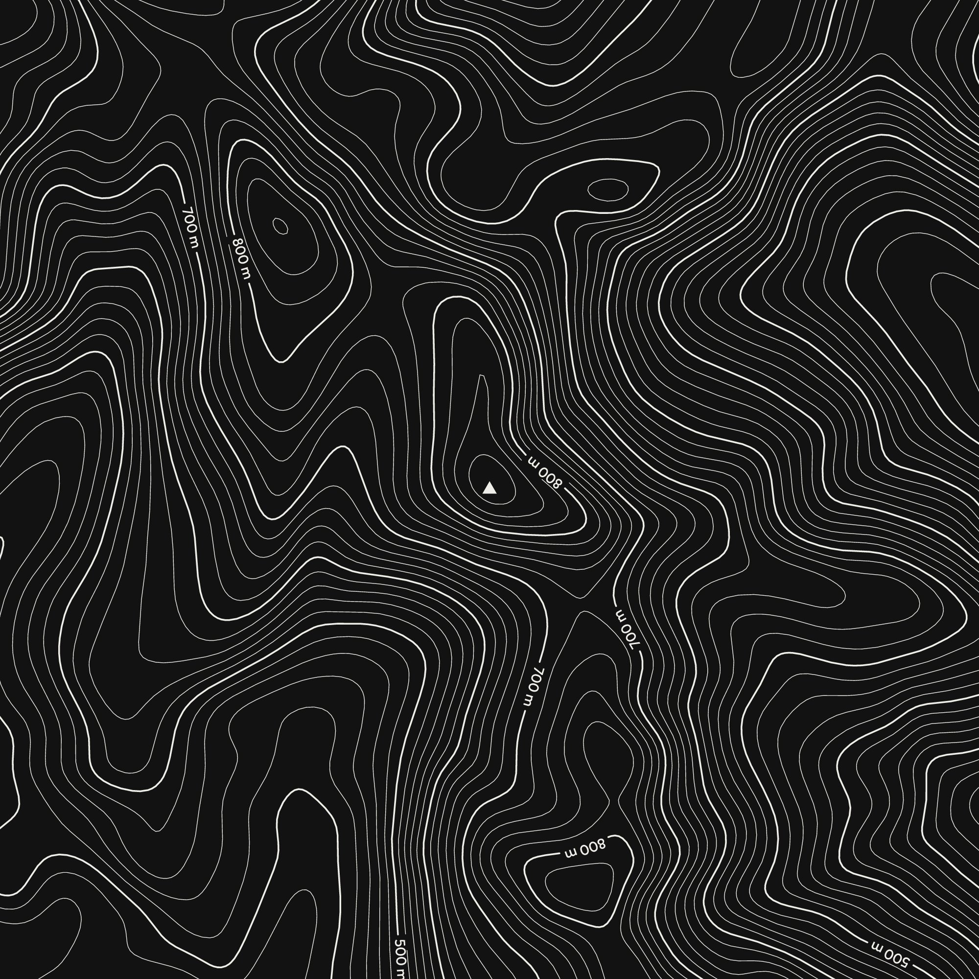Close-up of the Bowfell contour map print around the summit