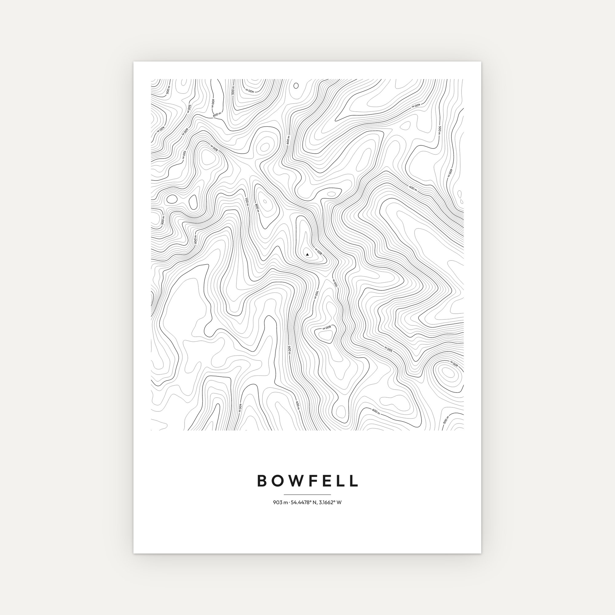 Bowfell Contour Map Print - Image 3