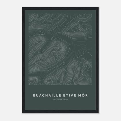 Buachaille Etive Mòr contour map print, framed
