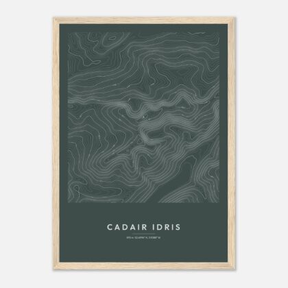 Cadair Idris contour map print, framed