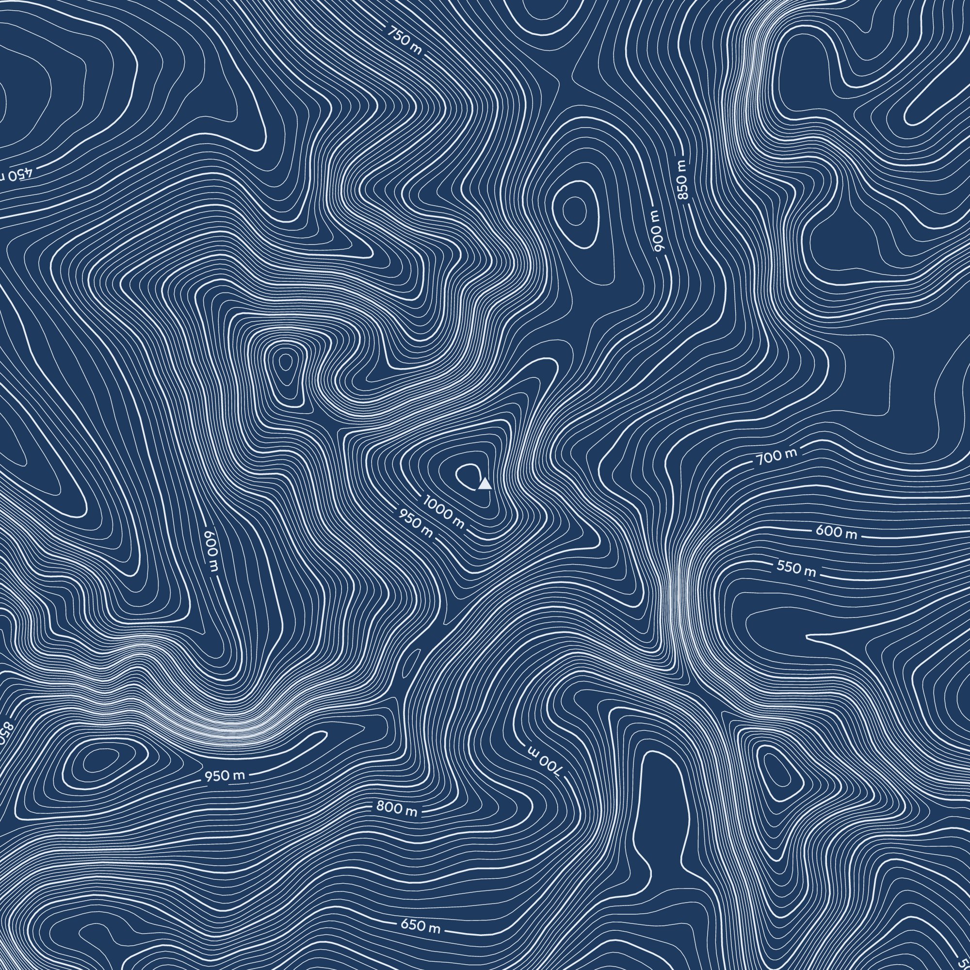 Close-up of the Carnedd Llewelyn contour map print around the summit