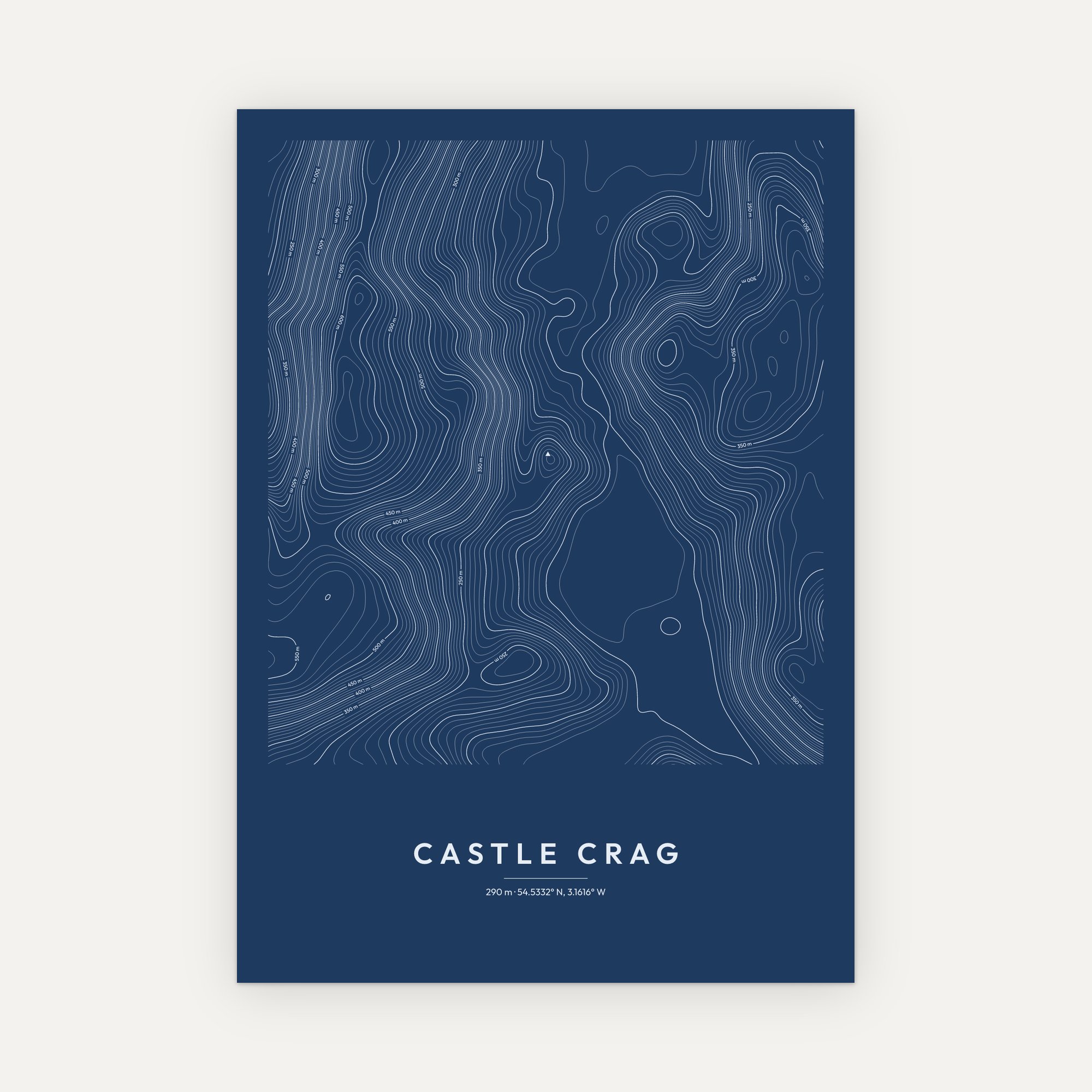 Castle Crag Contour Map Print - Image 5