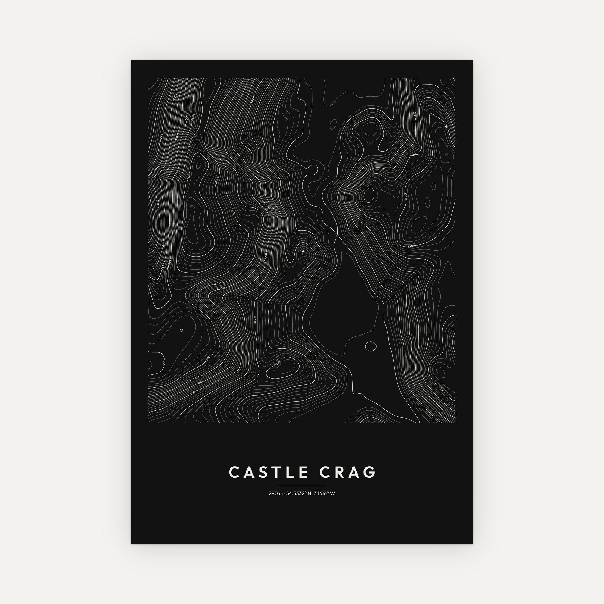 Castle Crag Contour Map Print - Image 4