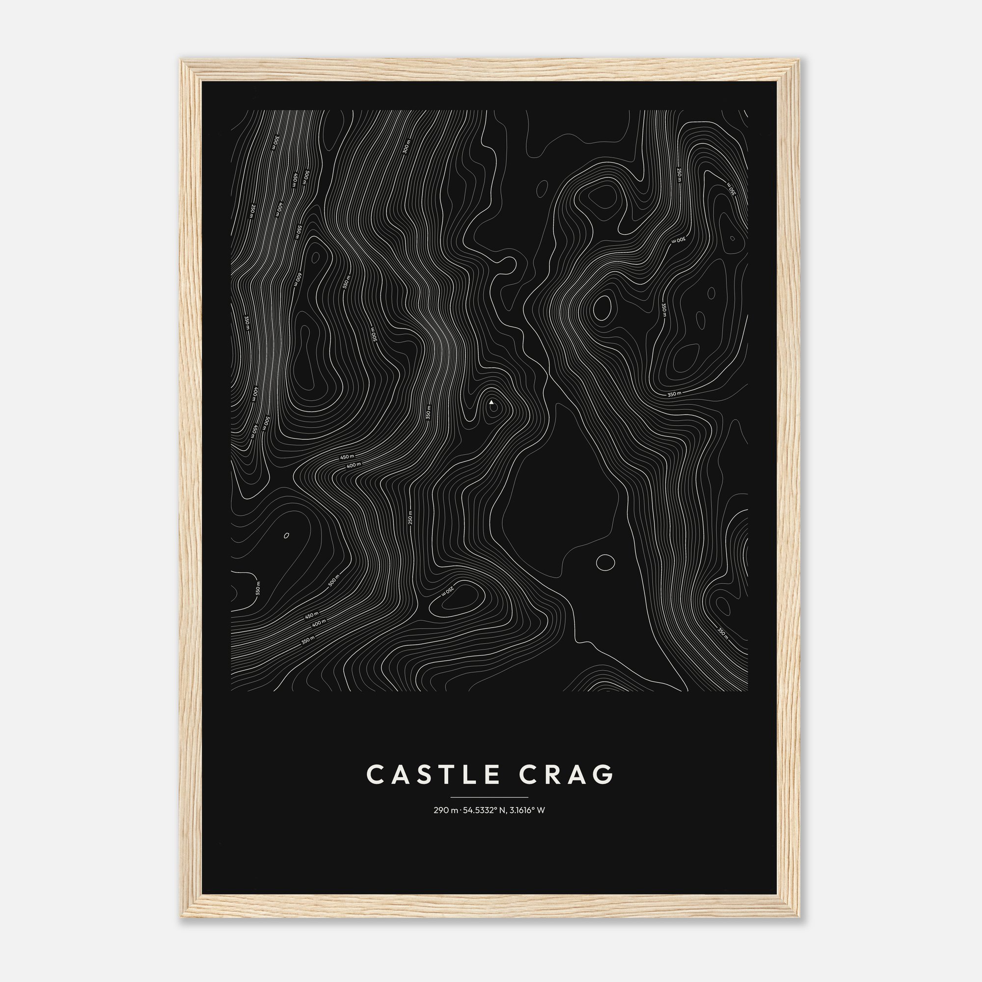 Castle Crag Contour Map Print - Image 2