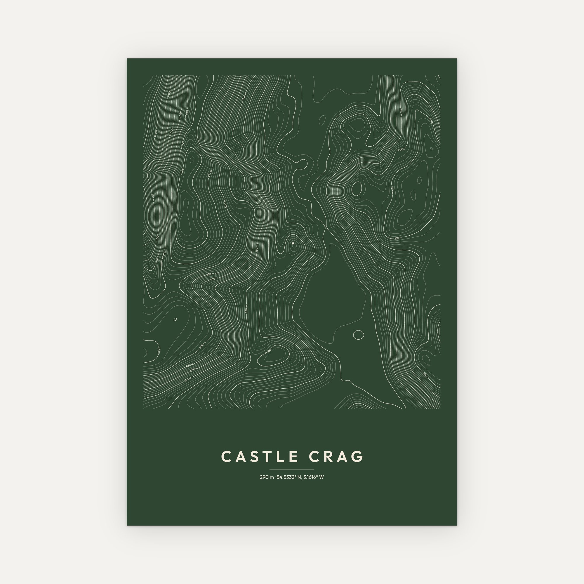 Castle Crag Contour Map Print - Image 7