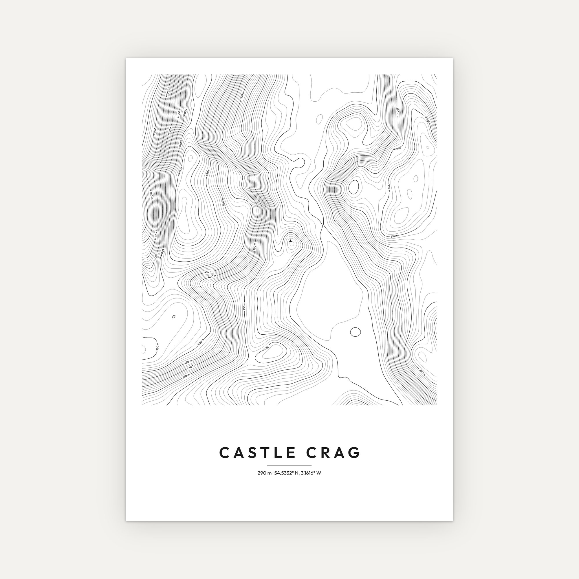 Castle Crag Contour Map Print - Image 3