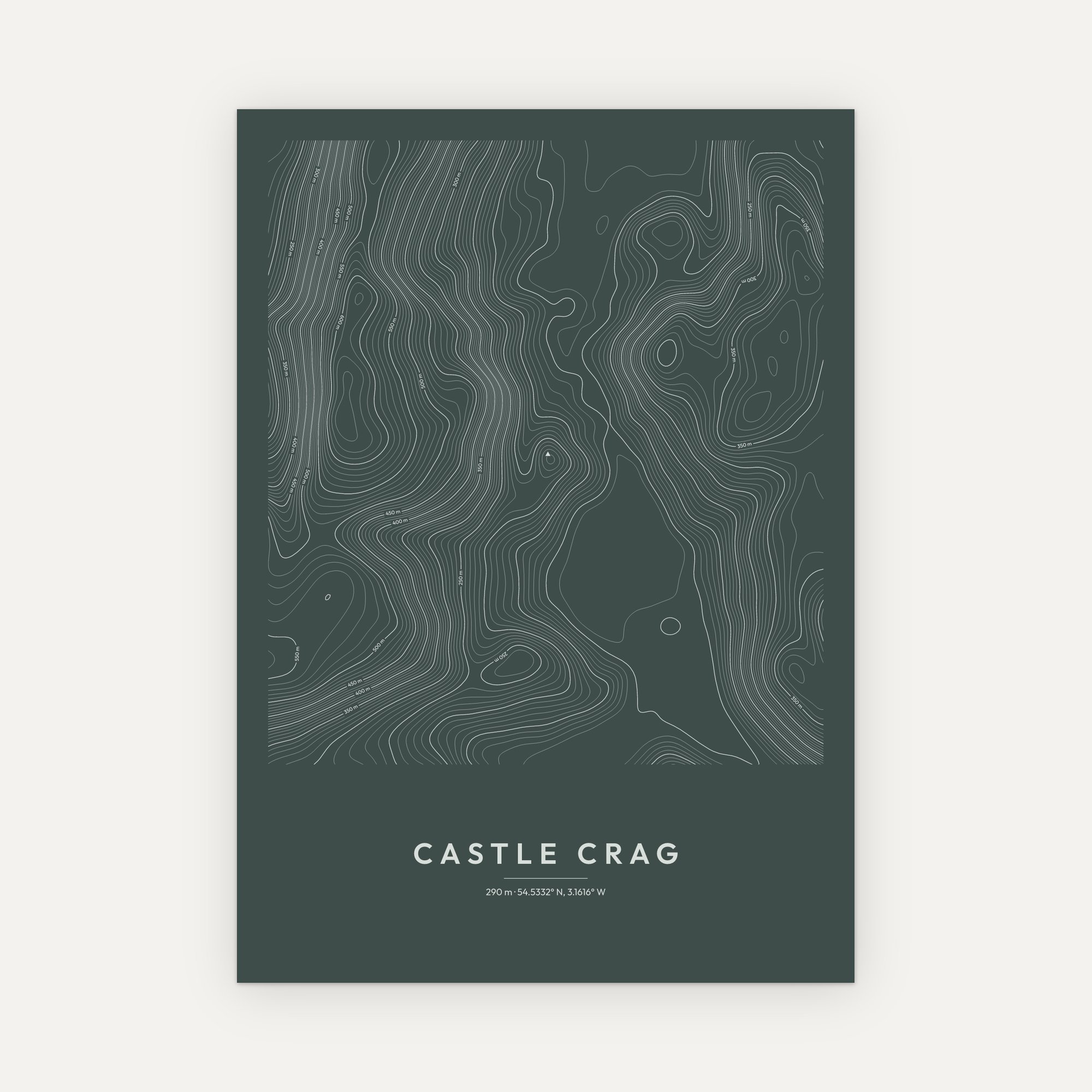 Castle Crag Contour Map Print - Image 8