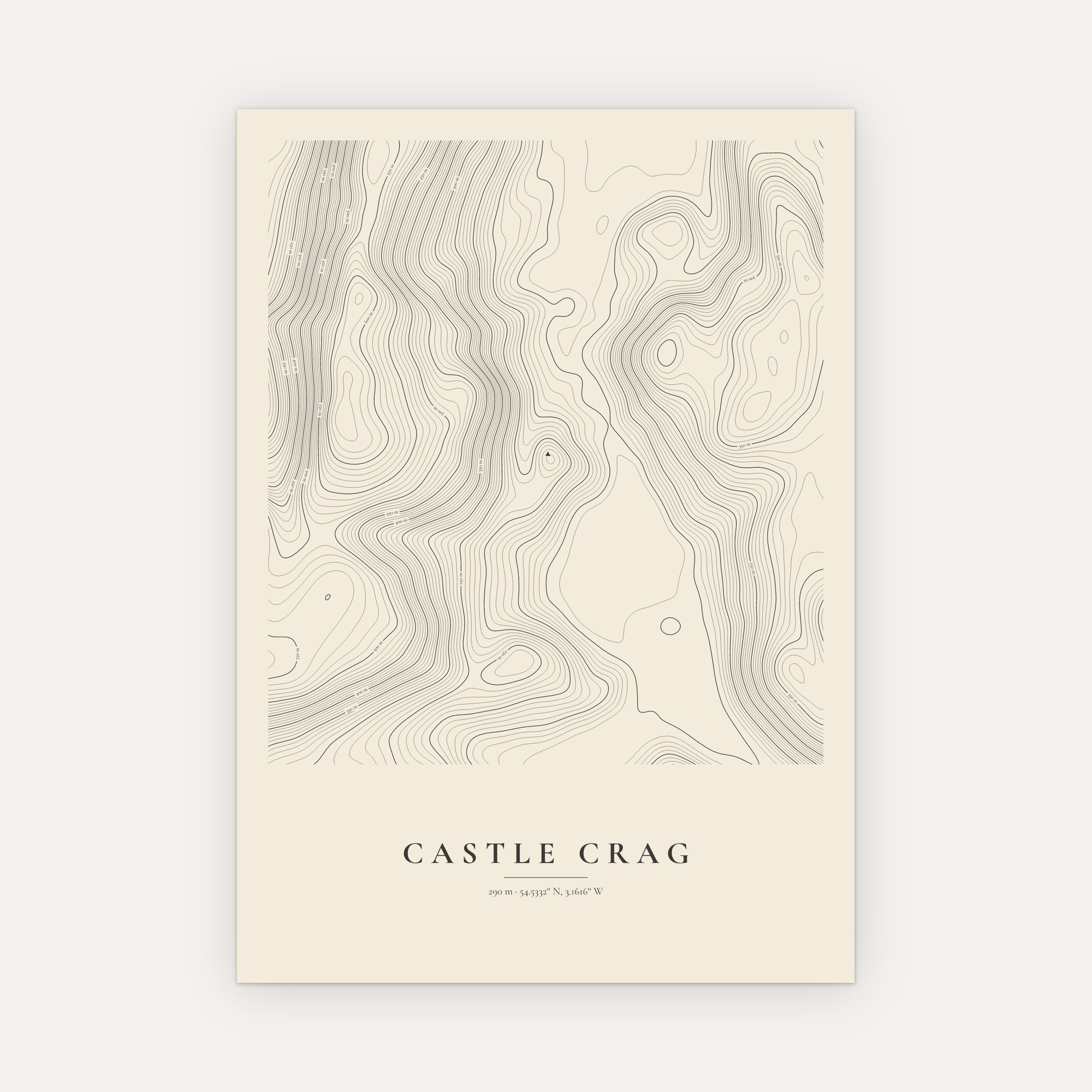 Castle Crag Contour Map Print - Image 6