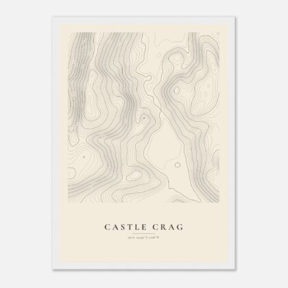 Castle Crag contour map print, framed