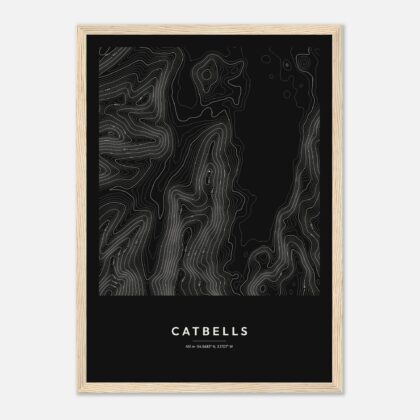 Catbells contour map print, framed
