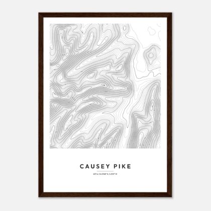 Causey Pike contour map print, framed