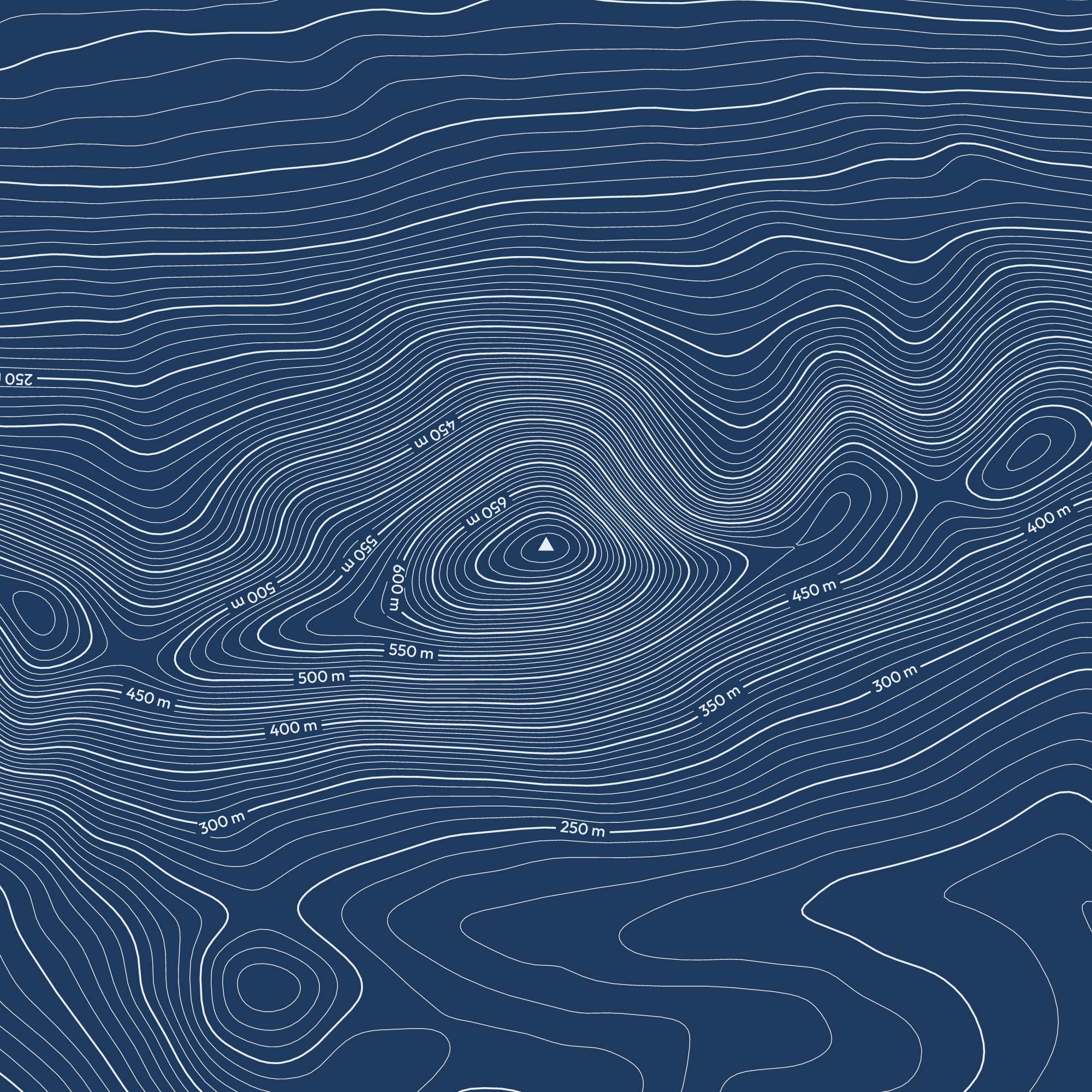 Close-up of the Croagh Patrick contour map print around the summit