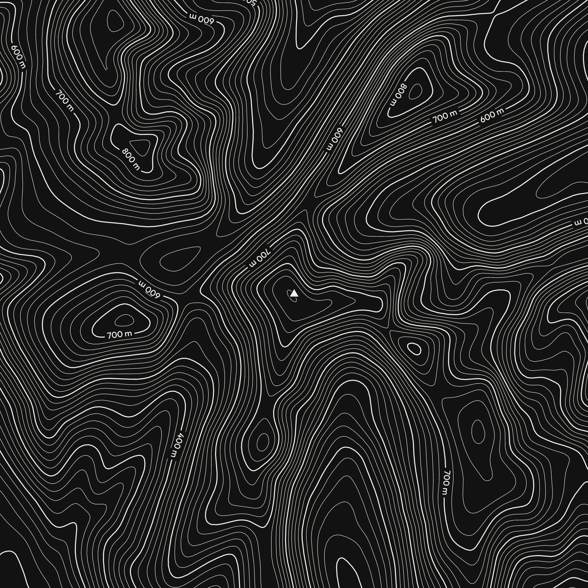 Close-up of the Fairfield contour map print around the summit