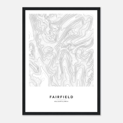Fairfield contour map print, framed