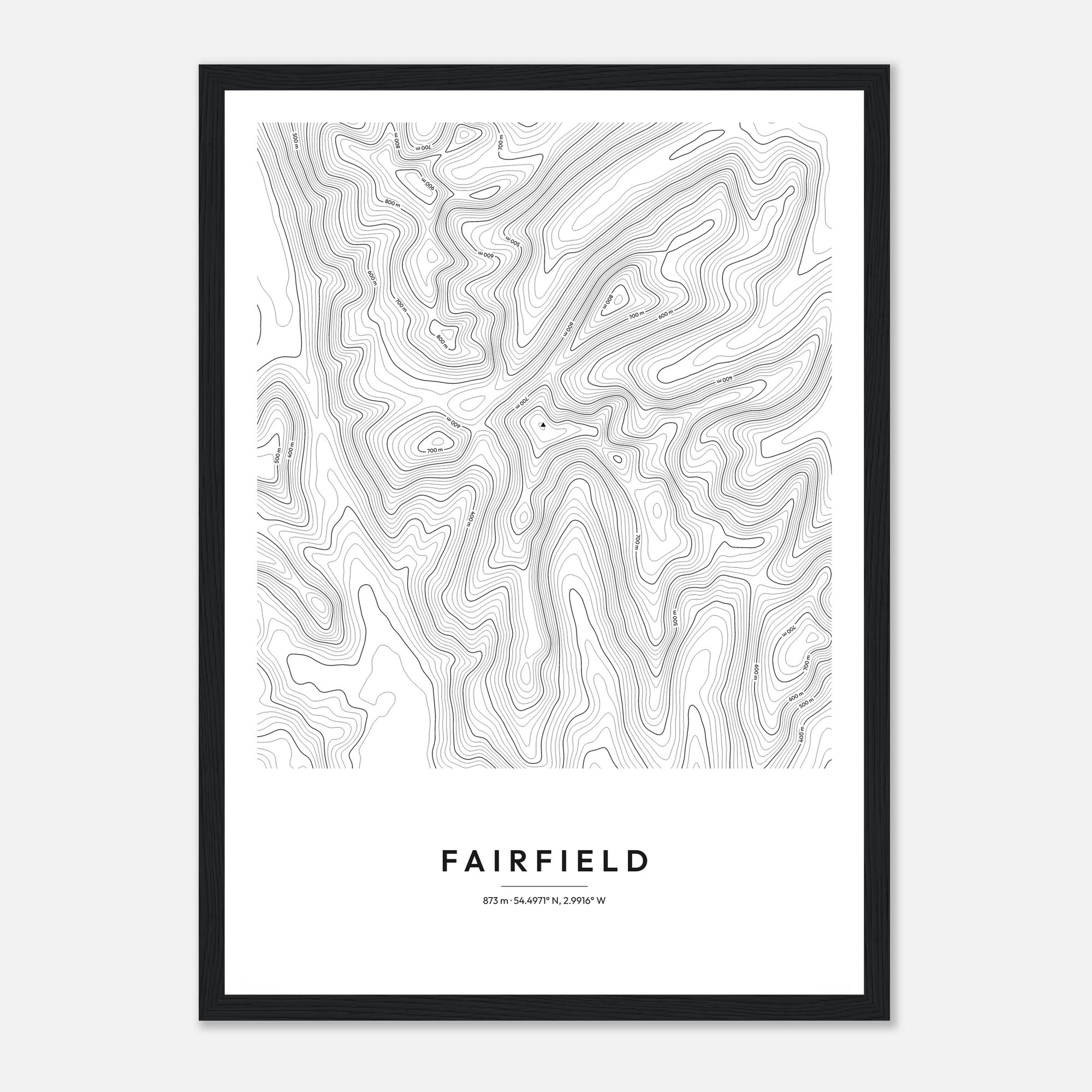 Fairfield contour map print, framed