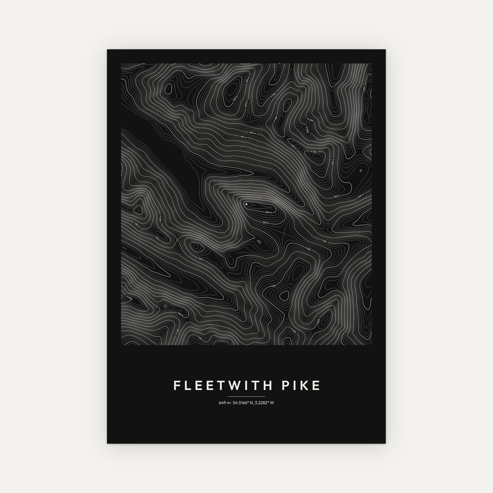 Fleetwith Pike Contour Map Print - Image 4
