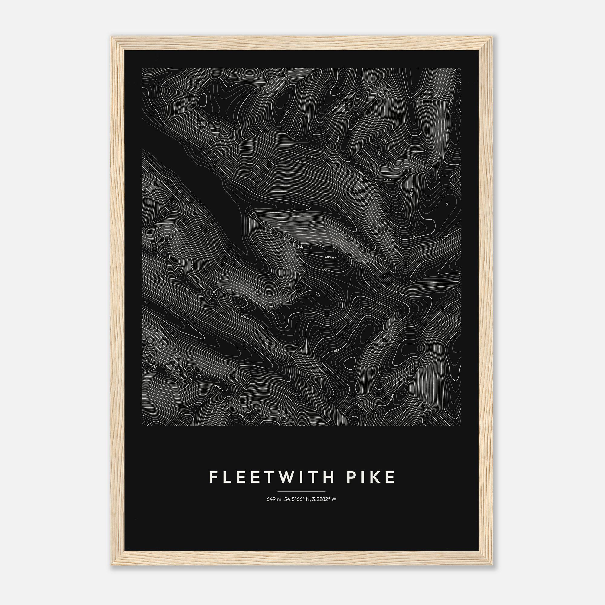 Fleetwith Pike Contour Map Print - Image 2